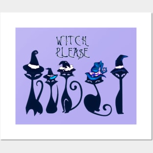 Witch Please! Vintage Witch Cats Posters and Art